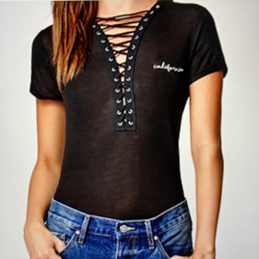 LA Hearts Alternative Lace Up Tee